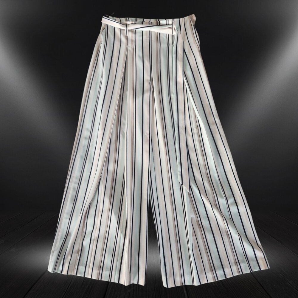 WHBM Soft Wide Leg Striped Pant